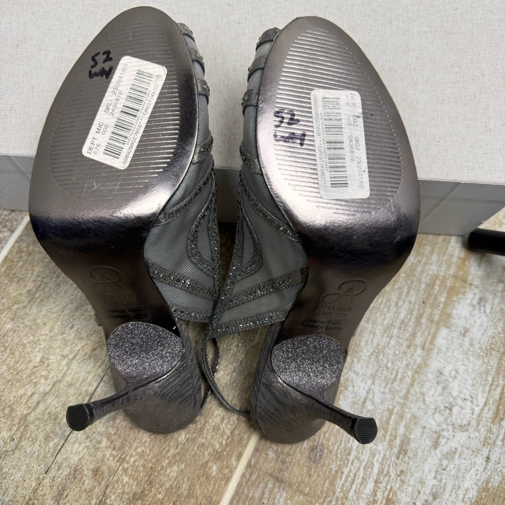 Adrianna Papell Fiji Dress Shoes Silver Crystal Mesh Sz 7.5 Heels Formal - Picture 8 of 14